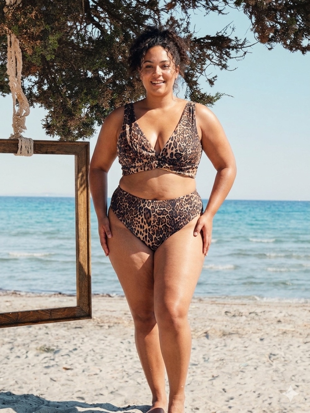 ASOS Design Leopard Print V-Neck High-Waist Women’s Swimsuit Set